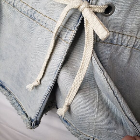 Free People Military Lace Up Back Denim Jacket XS Coat Jean - Picture 10 of 12